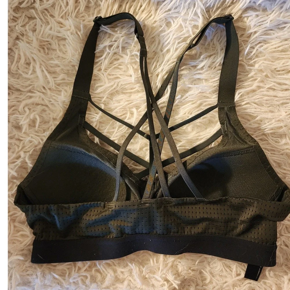 Victoria Sport Olive Green Perforated Strappy Cage Sports Bra 32B